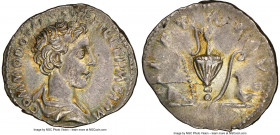 Commodus, as Caesar (AD 177-192). AR denarius (19mm, 2.76 gm, 11h). NGC AU 4/5 - 4/5, flan flaw. COMMODO CAES AVG FIL GERM SARM, bare head and draped ...