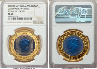 Elizabeth II bi-metallic titanium & gold Proof "Uniform Penny Post" Crown 2000 PR69 NGC, Pobjoy mint, KM884. Mintage: 999. AGW 0.8456 oz. 

HID09801...
