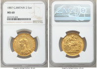 Victoria gold 2 Pounds 1887 MS60 NGC, KM768, S-3865. AGW 0.4710 oz. 

HID09801242017

© 2020 Heritage Auctions | All Rights Reserved