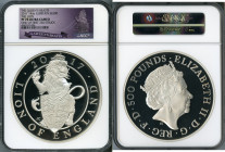 Elizabeth II silver Proof "Queens Beasts" 500 Pounds (Kilo) 2017 PR70 Ultra Cameo NGC, KM-Unl. One of First 250 Struck. Comes with Box of issue (broke...