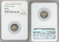 Cochin 10-Piece Lot of Certified gold Fanams ND (1795-1850) MS63 NGC, KM10, Fr-1504. Sold as is, no returns. 

HID09801242017

© 2020 Heritage Auc...