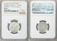 British India. Bombay Presidency 2-Piece Lot of Certified Rupees FE 1239 (1829) MS62 NGC, Poona mint, KM325 (under Maratha Confederacy). Nagphani mint...