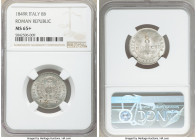 Roman Republic 8 Baiocchi 1849-R MS65+ NGC, Rome mint, KM25. Steel-gray and taupe toning with sufficient mint bloom. 

HID09801242017

© 2020 Heri...