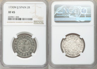 Philip V 2 Reales 1730-JJ XF45 NGC, Madrid mint, KM296. 

HID09801242017

© 2020 Heritage Auctions | All Rights Reserved