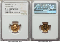 Republic gold Proof Pattern 2 Centesimos 1953 PR66 Ultra Cameo NGC, KM-Pn48. Gold pattern of KM33. 

HID09801242017

© 2020 Heritage Auctions | Al...
