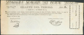 56 Reales de Vellón. 31 de Julio de 1849. Billete de la Dirección General del Tesoro Público. Serie B y con sello en seco. (Edifil 2017: 50, variante ...