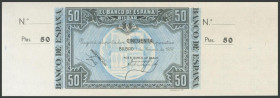 50 Pesetas. 1 de Enero de 1937. Sucursal de Bilbao, antefirma Banco de Bilbao. Sin serie y sin numeración, con ambas matrices. (Edifil 2017: 389a). SC...