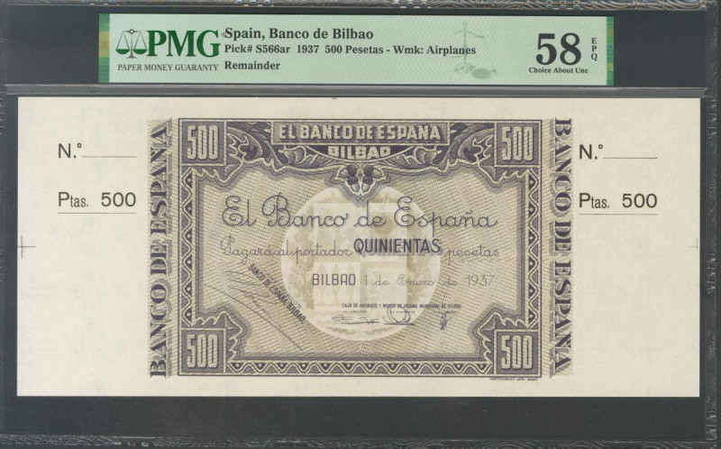 500 Pesetas. 1 de Enero de 1937. Sucursal de Bilbao, antefirma Caja de Ahorros y...