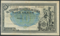 BANCO ESPAÑOL DE LA ISLA DE CUBA. 10 Pesos. 12 de Agosto de 1891. Sin serie. (Edifil 2017: 64). MBC+.