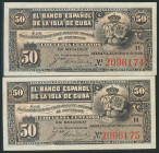 CUBA. 50 Centavos. 15 de Mayo de 1896. Pareja correlativa. (Edifil 2017: 70). SC-.