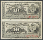 BANCO ESPAÑOL DE LA ISLA DE CUBA. 10 Centavos. 15 de Febrero de 1897. Pareja correlativa. Serie K. (Edifil 2017: 84). SC-.