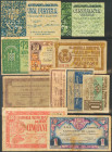 Conjunto de 11 billetes de la Guerra Civil de diferentes localidades catalanas, calidades diversas. A EXAMINAR.