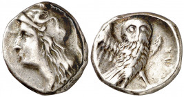 (280-272 a.C.). Italia. Taras. Dracma. (S. 373 var) (CNG. I, 907). 3,22 g. MBC-.