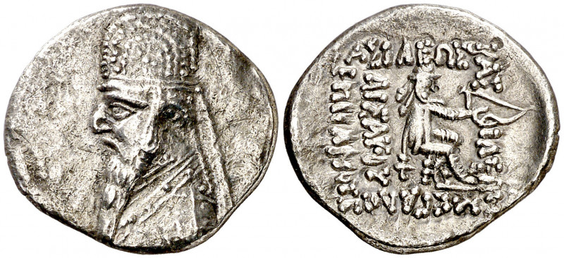 Imperio Parto. Mithradates II (123-88 a.C.). Dracma. (S. 7372). Limpiada. 3,59 g...