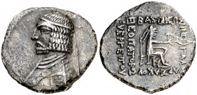 Imperio Parto. Gotarzes I (90-80 a.C.). Dracma. (S. 7382 sim). ¿Falsa de época?. 3,32 g. MBC.