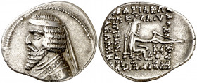 Imperio Parto. Phraates III (70-57 a.C.). Mithradart Kart (Ciudadela de Nyssa). Dracma. (S. 7401 var) (Mitchiner A. & C. W. 550 var). 4,09 g. MBC+.