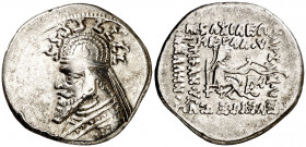 Imperio Parto. Phraates III (70-57 a.C.). Mithradart Kart (Ciudadela de Nyssa). Dracma. (S. 7403 var) (Mitchiner A.& C. W. 548 var). 4,02 g. MBC.