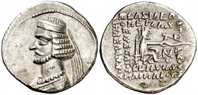 Imperio Parto. Mithradates III (57-54 a.C.). Mithradart Kart (Ciudadela de Nyssa). Dracma. (S. 7423 var) (Mitchiner A. & C. W. 559). 4,07 g. MBC+.