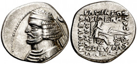 Imperio Parto. Orodes II (57-38 a.C.). Mithradart Kart (Ciudadela de Nyssa). Dracma. (S. 7442 var) (Mitchiner A. & C. W. 566 var). Leyenda algo corrup...
