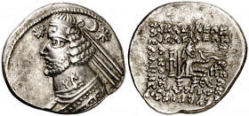 Imperio Parto. Orodes II (57-38 a.C.). Rhagae. Dracma. (S. 7445 var) (Mitchiner A. & C. W. 576 var). 3,88 g. MBC+.