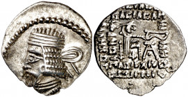 Imperio Parto. Vologases I (51-78 d.C.). Ecbatana. Dracma. (S.GIC. 5801) (Mitchiner A. & C. W. 654 sim). 3,67 g. MBC+.
