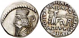 Imperio Parto. Vologases III (105-147 d.C.). Ecbatana. Dracma. (S.GIC. 5831 sim) (Mitchiner A. & C. W. 672 sim). 3,71 g. MBC+.