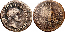 (70 d.C). Vespasiano. Tarraco. As. (Spink falta) (Co. falta) (RIC. 1336) (ACIP. 4295). Rara. 9,21 g. MBC-/BC+.