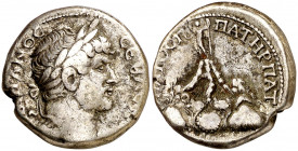 s/d. Adriano. Capadocia. Cesarea. Didracma. (S.GIC. 1231 var) (RPC. III, 3087). 6,98 g. MBC-/MBC.