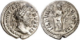 (174-175 d.C.). Marco Aurelio. Denario. (Spink 4908 var) (S. 332b) (RIC. 314). 3,61 g. MBC+.