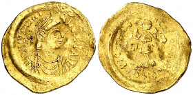 Justiniano I (527-565). Constantinopla. Tremissis. (Ratto 467 var) (S. 145 var). 1,49 g. MBC-.