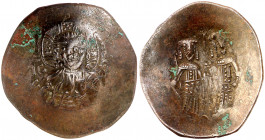 Alejo III, Ángelo-Comneno (1195-1203). Constantinopla. Aspron trachy de vellón. (Ratto 2205) (S. 2012). 3,59 g. MBC.
