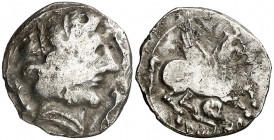 Etokisa. Dracma ibérica de imitación emporitana. (FAB. 1158) (ACIP. 425). Rara. 4,33 g. MBC-.