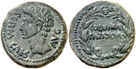 Octavio Augusto. Colonia Patricia (Córdoba). As. (FAB. 1989) (ACIP. 3357). Pátina verde. 10, 48 g. EBC-.
