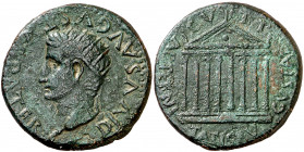 Tiberio. Tarraco (Tarragona). Dupondio. (FAB. 2369) (ACIP. 3259). Rara. 25,15 g. MBC.