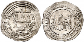 Califato. AH 332. Abderrahman III. Al Andalus. Dirhem. (V. 398) (Fro. 12). 2,15 g. EBC-.