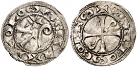 Comtat de Tolosa. Alfons Jordà (1112-1148). Tolosa. Diner. (Duplessy 1226) (P.A. 3688). La leyenda de anverso empieza a las 6h del reloj. 1,18 g. MBC+...
