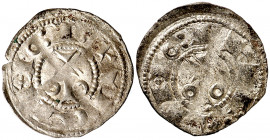 Alfons I (1162-1196). Barcelona. (Cru.V.S. 296) (Cru.C.G. 2100c y 2100d). Lote de dos diners diferentes. MBC/MBC+.