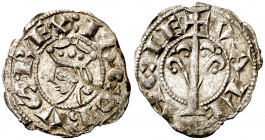 Jaume I (1213-1276). València. Diner. (Cru.V.S. 316) (Cru.C.G. 2129). Segunda emisión. Cospel irregular. Vellón muy rico. 0,62 g. (EBC-).