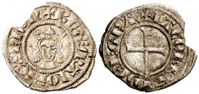Jaume II de Mallorca (1276-1285/1298-1311). Mallorca. Malla. (Cru.V.S. 540) (Cru.C.G. 2510). Cospel algo faltado. 0,45 g. (MBC+).