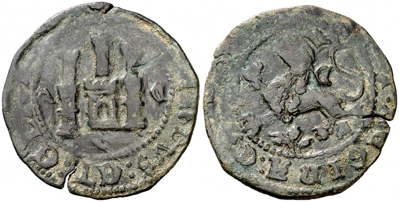 Reyes Católicos. Cuenca. 2 maravedís. (AC. 87). Grietas. Rara. 3,82 g. (MBC-).