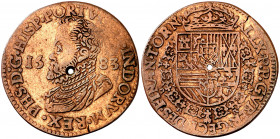 1583. Felipe II. Gante. Jetón. (D. 2955). Perforación. 4,66 g. (MBC-).