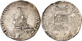 155(...). Felipe II. Nimega. 1 escudo felipe. (Vti. tipo 223) (Vanhoudt 253.NIJ). 29,27 g. MBC.
