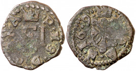 169 (sic). Felipe III. Pamplona. 4 cornados. (AC. 64). 3,14 g. MBC-.