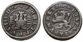 1605. Felipe III. Segovia. 4 maravedís. (AC. 260). 2,74 g. MBC-.