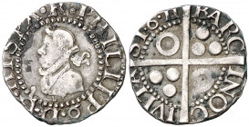 1611. Felipe III. Barcelona. 1/2 croat. (AC. 369). Ex Colección Josep Cruxent i Pruna. Escasa. 1,64 g. MBC.
