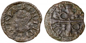 1634. Felipe IV. Barcelona. 1 diner. (AC. 10) (Cru.C.G. 4422l). 0,68 g. MBC-/BC+.