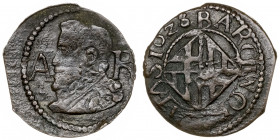 1628. Felipe IV. Barcelona. 1 ardit. (AC. 14) (Cru.C.G. 4420c). Escasa. 1,57 g. MBC-/MBC.