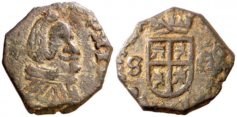 (1661). Felipe IV. Sevilla. 8 maravedís. (AC. 403). Acuñada a martillo. Escasa. ...