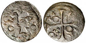 1641. Guerra dels Segadors. Agramunt. 1 diner. (AC. 7) (Cru.C.G. 4506e). Lluís XIII. Rara. 0,78 g. MBC.