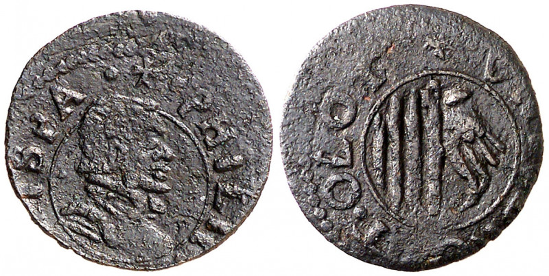 s/d. Guerra dels Segadors. Olot. 1 diner. (AC. 170) (Cru.C.G. 4632). Felipe IV. ...
